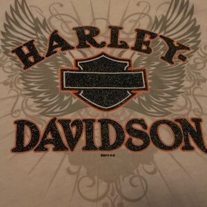 Harley-Davidson Winged Emblem Tee in Black and Orange